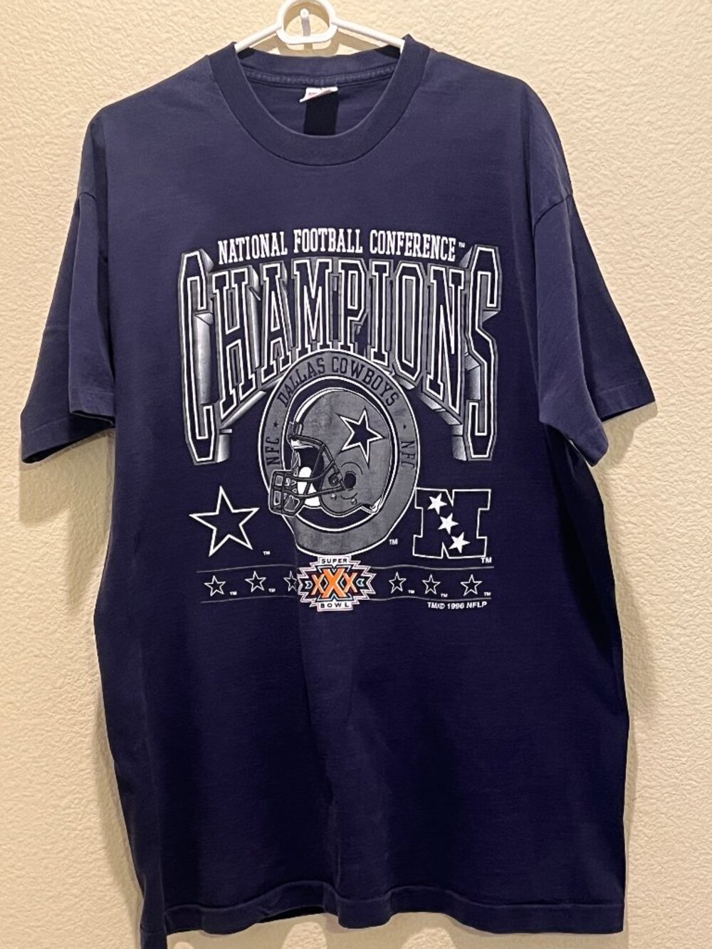 Vintage 1996 Dallas Cowboys NFC Champions Super Bowl XXX NFL T-Shirt Mens 2XL